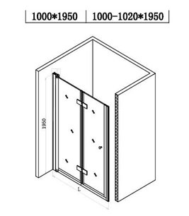 Drzwi prysznicowe łamane do wnęki 100 cm SH01CC