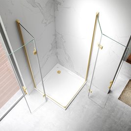 Złota szczotkowana kabina prysznicowa kwadratowa drzwi składane 90x90 ZES-KZ08C-GL-BR-90