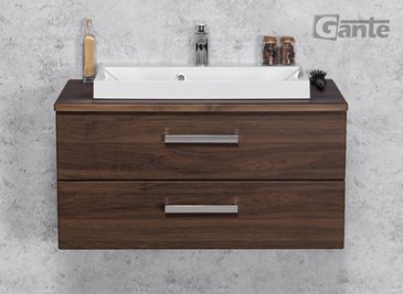 Szafka łazienkowa wisząca z umywalką nablatową 80 cm 39/2 Fokus kolor orzech