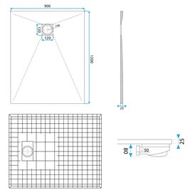 Brodzik prostokątny biały struktura kamienia smc 120x90 Magnum Carrara White Rea