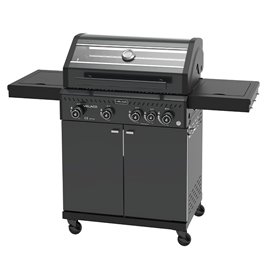 Grill gazowy ZEUS-C kolor czarny ruszt żeliwny moc 14,5 kW + pokrowiec + palnik boczny + LED