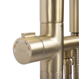 Złota szczotkowana bateria wannowa wolnostojąca Clark Rea