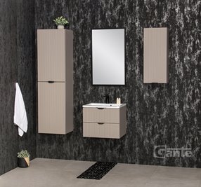 Szafka łazienkowa z lamelami wisząca z umywalką 50 cm 39/2 Victa Lamello kolor fume mat