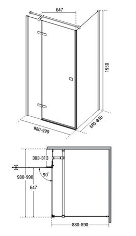 Stal szczotkowana prostokątna kabina prysznicowa 100x90 lewa Pixa Besco PPL109-195GR zdjęcie 8