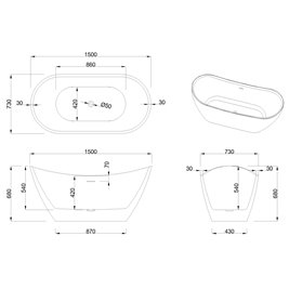 Wanna wolnostojąca 150 cm Astri Invena AN-03-150-F zdjęcie 5