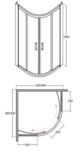 Złota szczotkowana kabina prysznicowa półokrągła szkło przeźroczyste 90x90 cm Modern Besco MPZS-90-190C zdjęcie 5