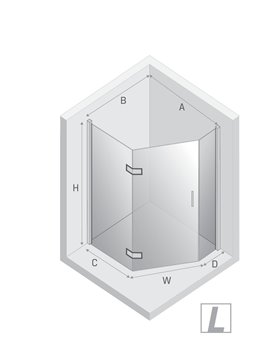 Kabina prysznicowa pięciokątna lewa drzwi uchylne kolor miedź szczotkowana 100x80 cm K-4687 New Trendy Nesta Copper Brushed