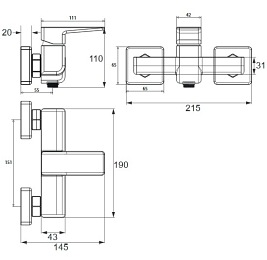 Bateria prysznicowa natynkowa Parma PM7440 BL Omnires