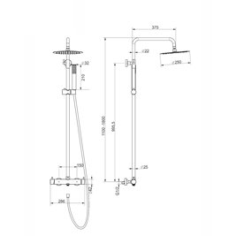 Kolumna natryskowa w kolorze czarnym deszczownica okrągła CMN01MBL Lugo Corsan