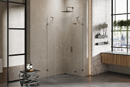 Kabina pięciokątna stal szczotkowana 80x80 prawa EXK-3830 Avexa New Trendy Gunmetal Brushed