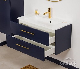 Szafka wisząca z umywalką granatowy mat 80 cm Belli Gold Gante