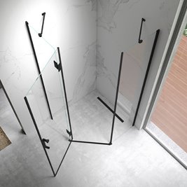 Czarna kabina prysznicowa pięciokątna 80x80 drzwi uchylne KZ10A