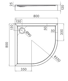 Brodzik prysznicowy na nośniku, półokrągły 80x80 Camden 80/O