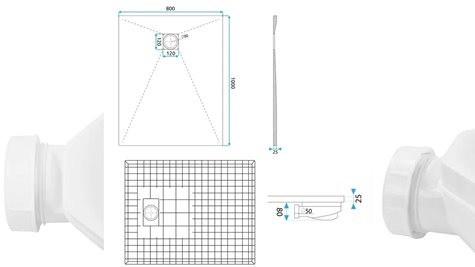 Brodzik prostokątny szary struktura kamienia smc 100x80 Magnum Grey Rea