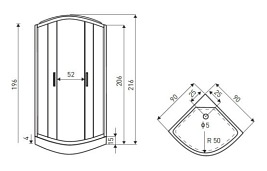 Kabina z hydromasażem czarny profil 90x90 Petrus Kerra