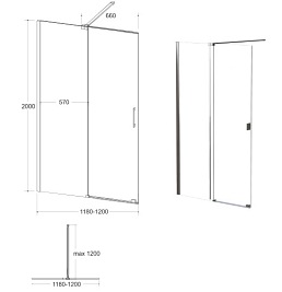 Ścianka prysznicowa rozsuwana 120 cm Vayo Black Besco