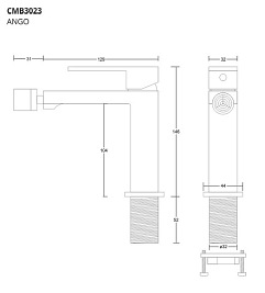 Czarna bateria bidetowa CMB3023BL Ango Corsan