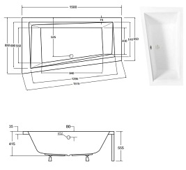 Wanna asymetryczna Intima Besco lewa 150x85 cm