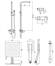 Czarny system prysznicowy Parma PM7444 BL Omnires