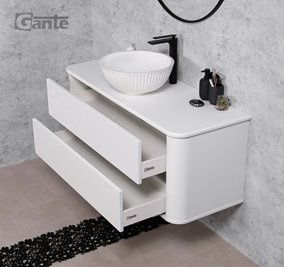 Szafka łazienkowa wisząca LILIA SMOOTH 120 cm biały mat z umywalką Gante