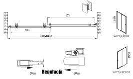Drzwi prysznicowe rozsuwane Kari Swiac 100 cm Lewe