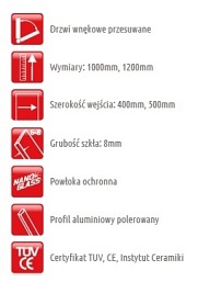 Drzwi prysznicowe wnękowe 100 cm Etna Atrium