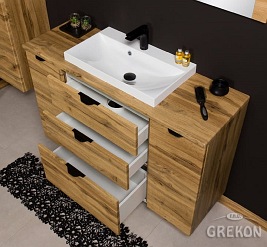 Szafka łazienkowa z umywalką nablatową dąb naturalny 120 cm Victa Gante
