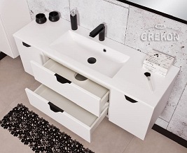 Biała szafka łazienkowa z umywalką 120 cm Victa