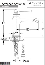 Bateria bidetowa sztorcowa Armance AM5220 CR Omnires