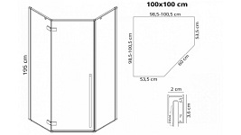 Czarna kabina prysznicowa pięciokątna 100x100 Diamond Rea
