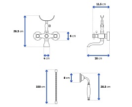 Czarna bateria wannowa retro Old Black Rea