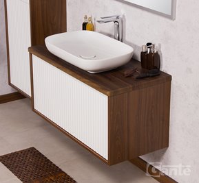 Szafka łazienkowa wisząca z umywalką dąb wenge/biały mat 100 cm Venus Gante