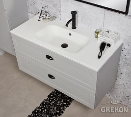 Szafka łazienkowa szara wisząca z umywalką 100/45 Grend