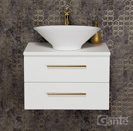 Szafka wisząca biały mat z umywalką nablatową 60 cm Belli Gold Gante