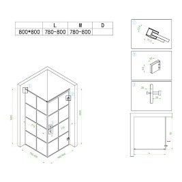 Kabina prysznicowa loft kwadratowa 80x80 czarne szprosy na szkle BS10A
