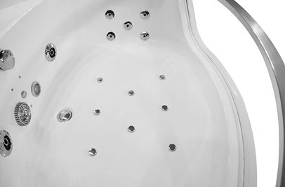 Wanna z hydromasażem narożna 135x135 cm MO-0057 podwójny biały zagłówek