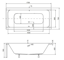 Wanna prostokątna 170 cm Quadro Besco