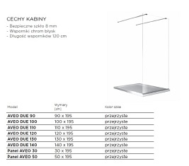 Kabina prysznicowa Walk In, ścianka 90 Aveo Due Besco