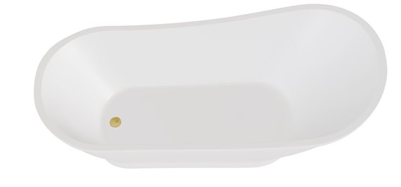 Matowa wanna wolnostojąca 150 cm syfon klik-klak złoty Gloria Besco WMMB-150GLG