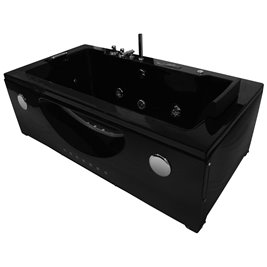 Czarna wanna z hydromasażem przyścienna Turbo 180x91 cm MO-1007B