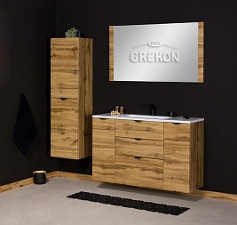 Szafka łazienkowa wisząca z umywalką dąb naturalny 120 cm Victa Gante