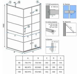 Czarna kabina prysznicowa składana 80x80 Molier Black Rea