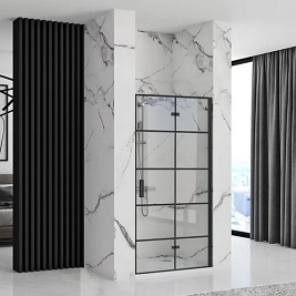 Czarne drzwi prysznicowe składane 90 cm Molier Black Rea