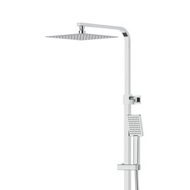 Kolumna prysznicowa w kolorze chrom wylewka wannowa z baterią termostatyczną deszczownica kwadratowa CMN02TCHW Ango Corsan