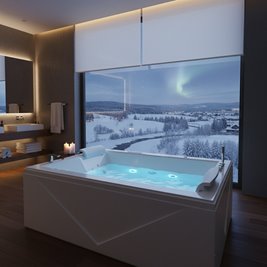 Wanna z hydromasażem prostokątna do zabudowy + obudowa Diablo 666 180x150