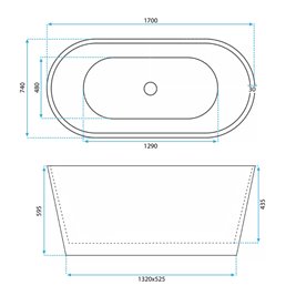 Wanna wolnostojąca ryflowana owalna 170 cm Ofelia Rea zdjęcie 13