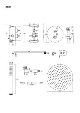 Podtynkowy zestaw prysznicowy kolor chrom Z03MCH Lugo Corsan