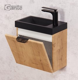 Szafka łazienkowa wisząca z czarną umywalką dąb burlington 40 cm Fresco Gante