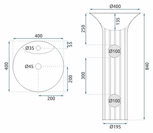 Umywalka wolnostojąca ceramiczna Hope Rea