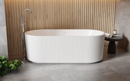 Giuliana Besco biała wanna wolnostojąca 150 cm syfon chrom WAS-150-GL